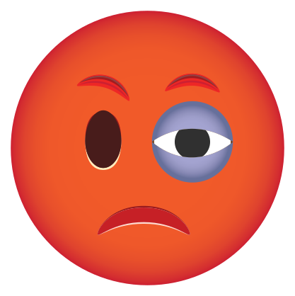 Pissed Off Phone Emoji with Black Eye Sticker