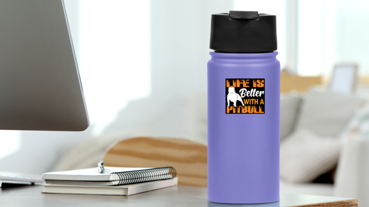 Pit Bull Life Sticker on a Water Bottle (New) example