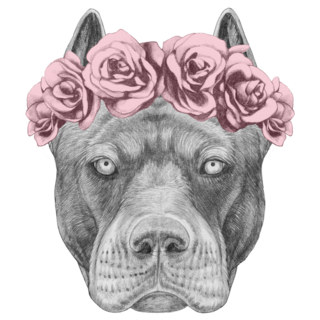 Pitbull Floral Head Sticker