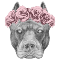 Pitbull Floral Head Sticker
