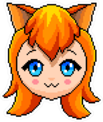 Pixel Anime Girl With Cat Ears Sticker