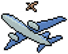 Pixel Art Airplane And Bird Isolated Cartoon Sticker