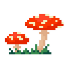 Pixel Art Amanita Mushrooms Illustration Sticker