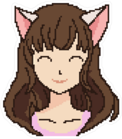 Pixel Art Anime Girl With Cat Ears Sticker