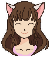 Pixel Art Anime Girl With Cat Ears Sticker