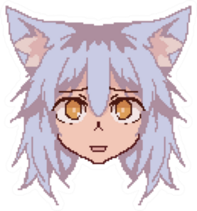 Pixel Art Anime Kawaii Cat Girl Face Sticker
