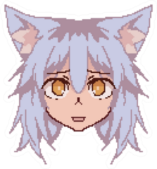 Pixel Art Anime Kawaii Cat Girl Face Sticker