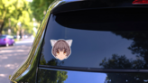 Pixel Art Anime Kawaii Girl Face Cat Ears Sticker on a Rear Car Window (New) example