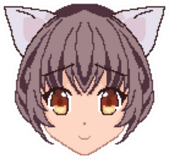 Pixel Art Anime Kawaii Girl Face Cat Ears Sticker