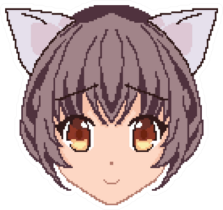 Pixel Art Anime Kawaii Girl Face Cat Ears Sticker