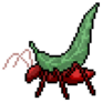 Pixel Art Ant Carrying Leaf Sticker