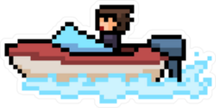 Pixel Art Beach Boat Sticker