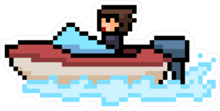 Pixel Art Beach Boat Sticker