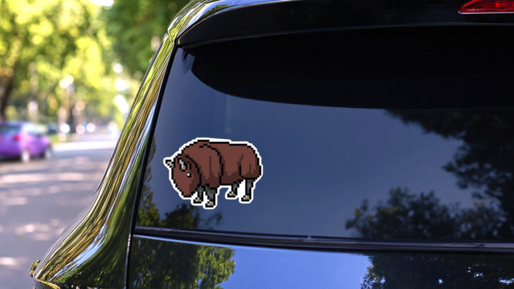 Pixel Art Bison Sticker on a Rear Car Window (New) example