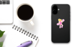 Pixel Art Blonde Cheerleader Sticker on a Phone (New) example