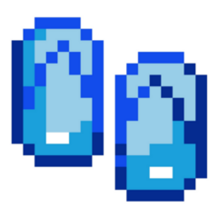 Pixel Art Blue Flip Flops Icon Sticker