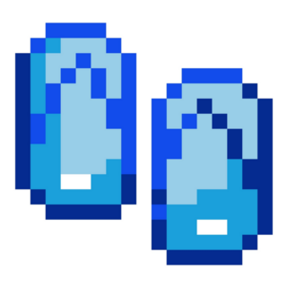 Pixel Art Blue Flip Flops Icon Sticker