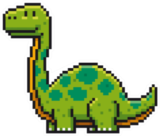 Pixel Art Cartoon Dinosaur Sticker