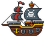 Pixel Art Cartoon Pirate Ship Sticker