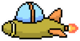 Pixel Art Cartoon Spaceship Sticker