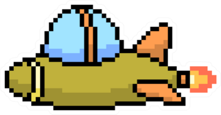 Pixel Art Cartoon Spaceship Sticker