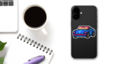 Pixel Art Convertible Car Sticker on a Phone (New) example