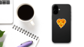 Pixel Art Delicious Heart Pizza Sticker on a Phone (New) example