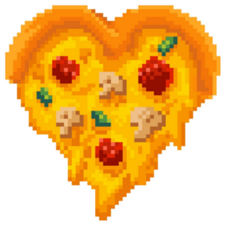 Pixel Art Delicious Heart Pizza Sticker