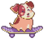 Pixel Art Doggy Riding A Skateboard Sticker