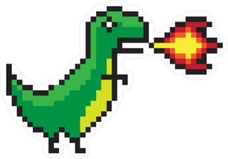 Pixel Art Fire Breathing Dinosaur Sticker