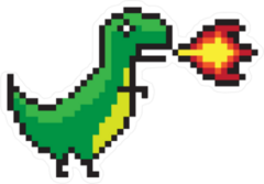 Pixel Art Fire Breathing Dinosaur Sticker