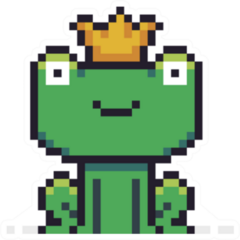 Pixel Art Frog Character With Golden Crown Sticker