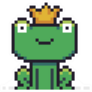 Pixel Art Frog Character With Golden Crown Sticker