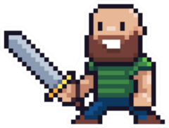 Pixel Art Gamer With Sword Sticker