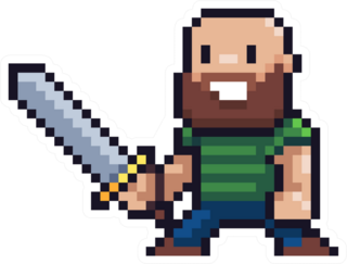 Pixel Art Gamer With Sword Sticker