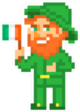 Pixel Art Ginger Bearded Leprechaun Sticker
