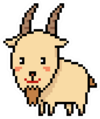 Pixel Art Goat Isolated Cartoon Sticker