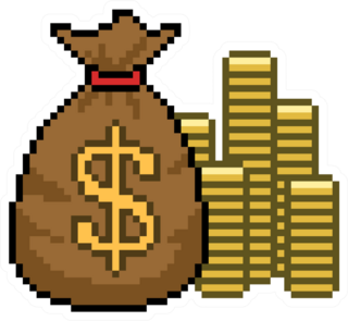 Pixel Art Gold Money Sticker
