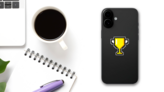 Pixel Art Golden Trophy Sticker on a Phone (New) example