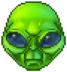 Pixel Art Green Alien Sticker