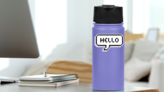 Pixel Art Hello Text Bubble Sticker on a Water Bottle (New) example