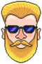 Pixel Art Hipster Portrait Mustache Sticker