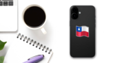 Pixel Art Illustration Flag Of Chile Sticker on a Phone (New) example
