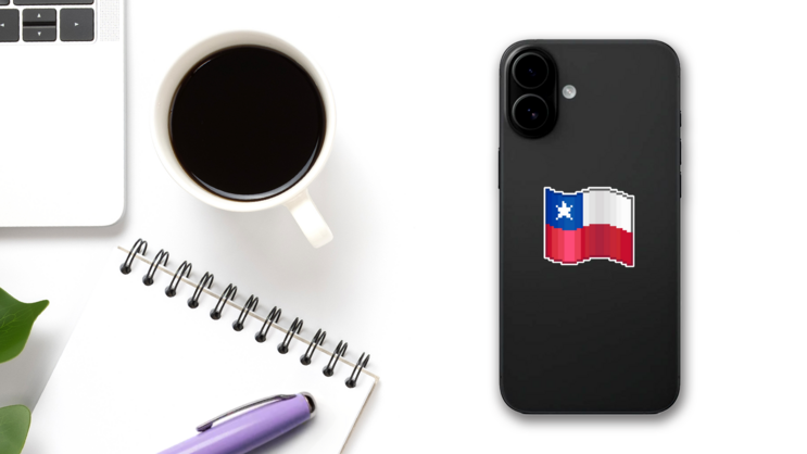 Pixel Art Illustration Flag Of Chile Sticker on a Phone (New) example