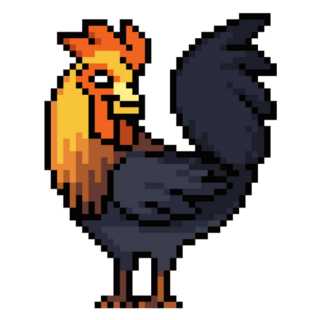 Pixel Art Illustration Rooster Sticker