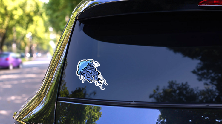 Pixel Art Jellyfish Isolated Cartoon Sticker on a Rear Car Window (New) example