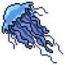 Pixel Art Jellyfish Isolated Cartoon Sticker
