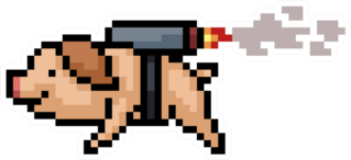 Pixel Art Jetpack Pig Sticker