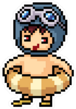 Pixel Art Kid At Beach Sticker