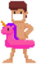 Pixel Art Male Swimming Circle Unicorn Sticker